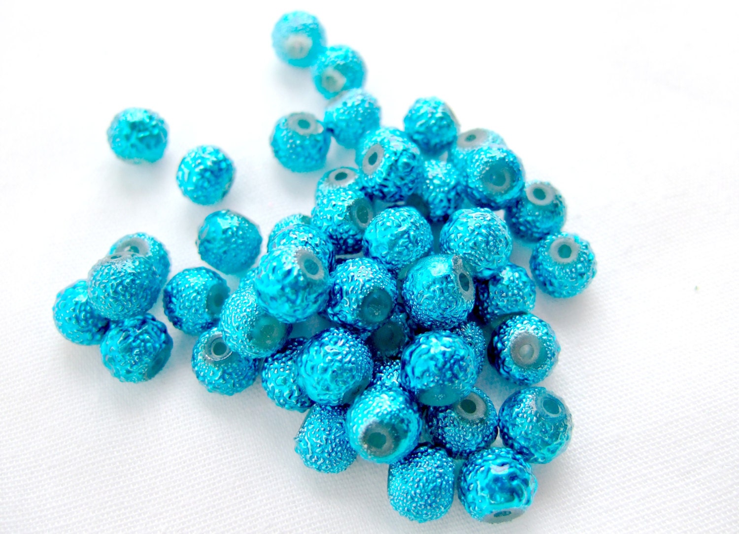 8mm Dark Blue Beads 50 Textured Beads Blue by GlitteramaCrafts