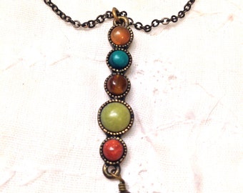 Estate LIA SOPHIA Multi Gemstone Cabochon Lariat Necklace- Signed ...