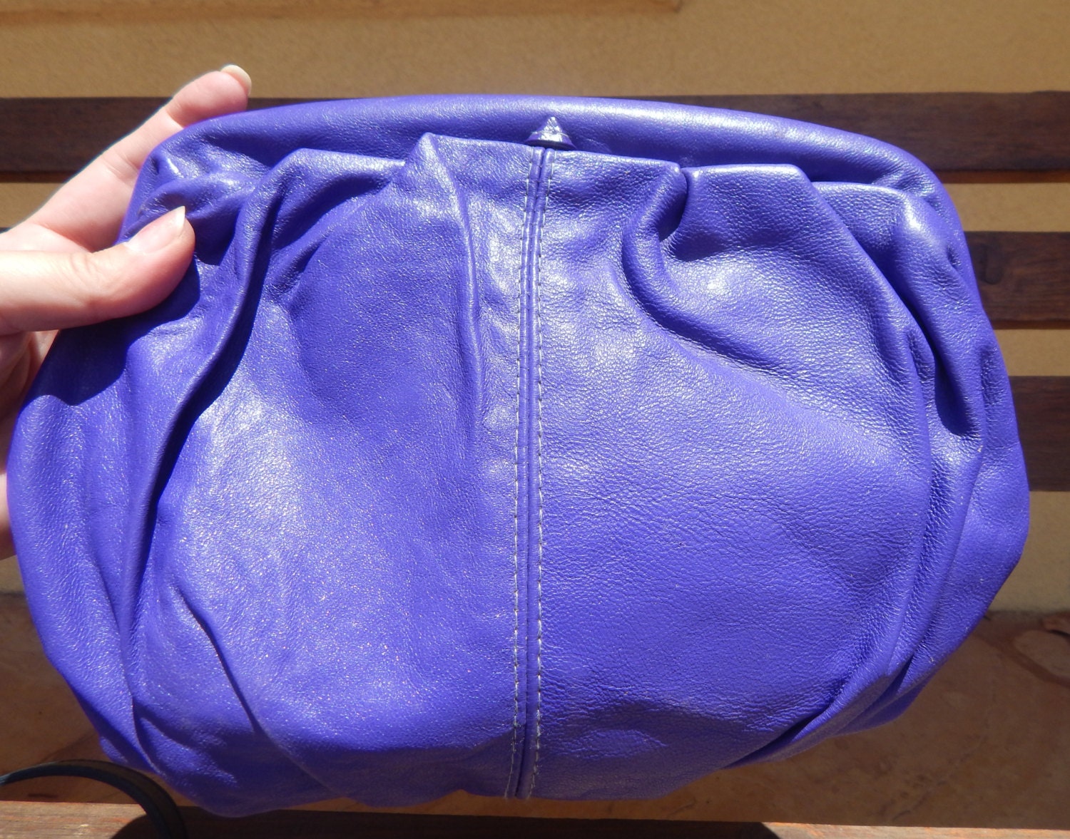 Ladies Purse Blue Purple Genuine Leather purse by OceanOfFlowers