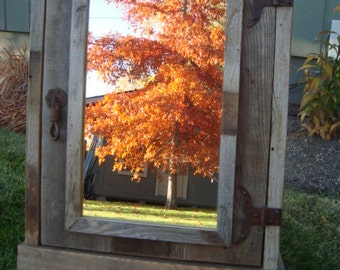 Reclaimed Farmhouse Rustic Medicine Cabinet with mirror, Barnwood Cabinet