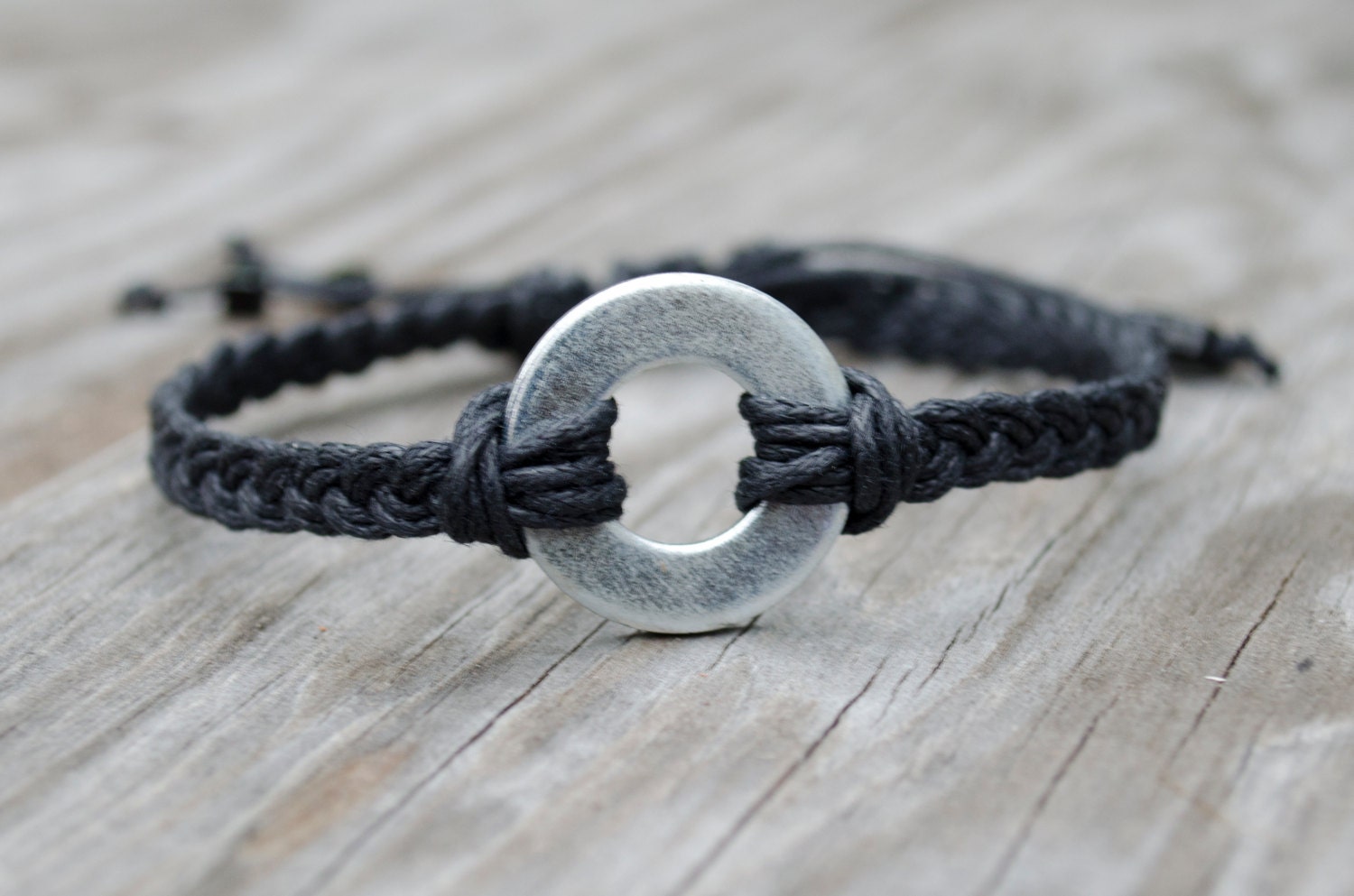 Unisex Washer Bracelet Industrial Bracelet Silver Adjustable