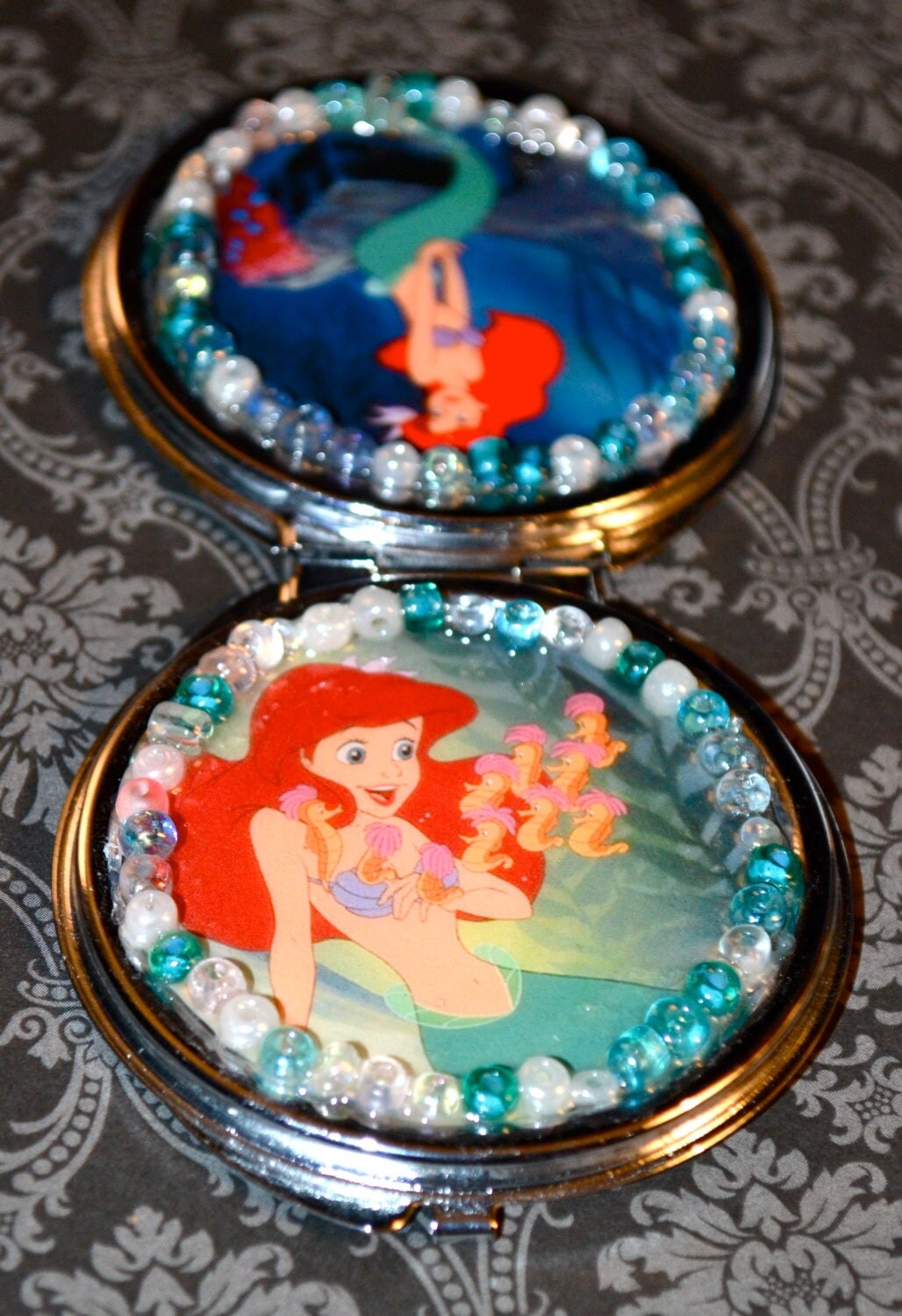 The Little Mermaid Beaded Compact Mirror by InspiredFantasyland