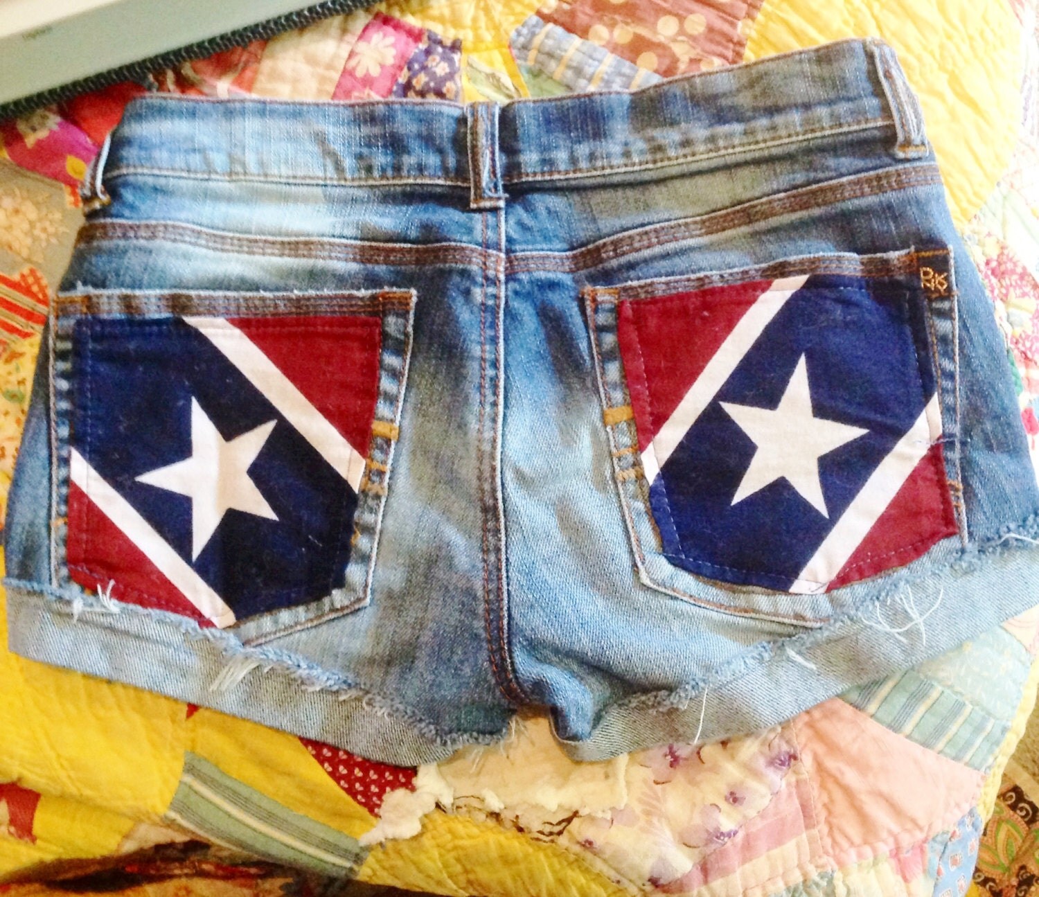 Rebel Flag Cutoff Denim Shorts. Stars Stripes Camo Southern