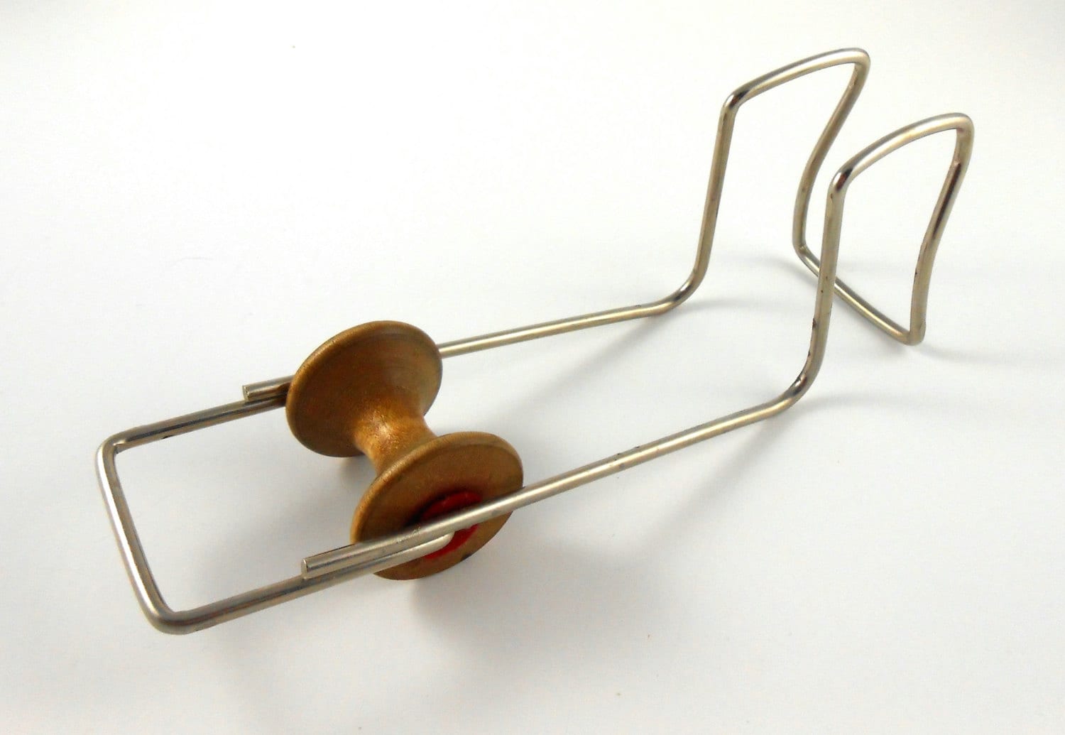 RARE Antique Metal Wood Iron Cord Minder Ironing