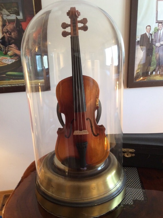 Mini violin under glass with case by MusicalLightingMN on Etsy