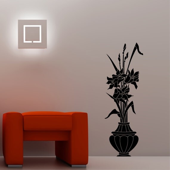 Vintage Vase with Flowers wall art decal vinyl sticker