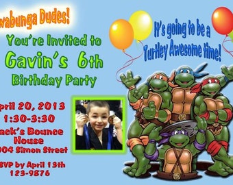 20 Teenage Mutant Ninja Turtles Birthday Invitations (includes envelopes)