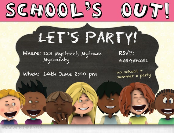 Items similar to Custom Party Invitation To Print - School's Out Let's ...