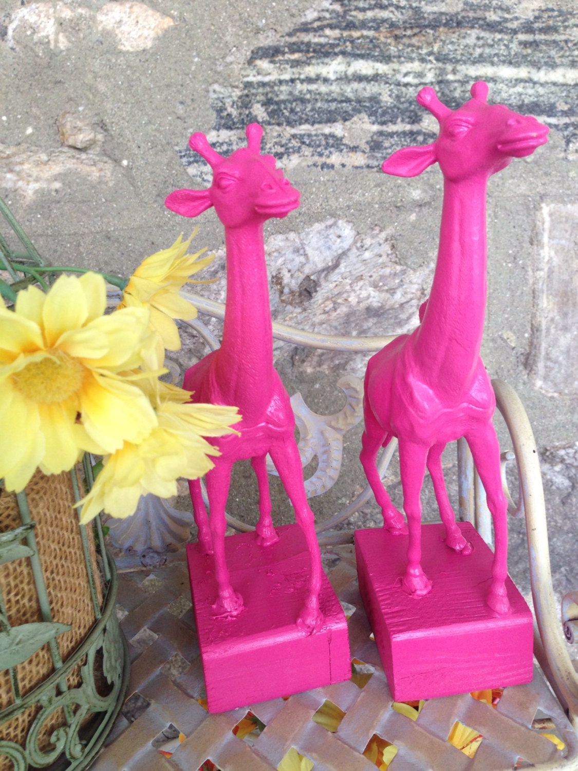 Pink Giraffe Bookends for Nursery