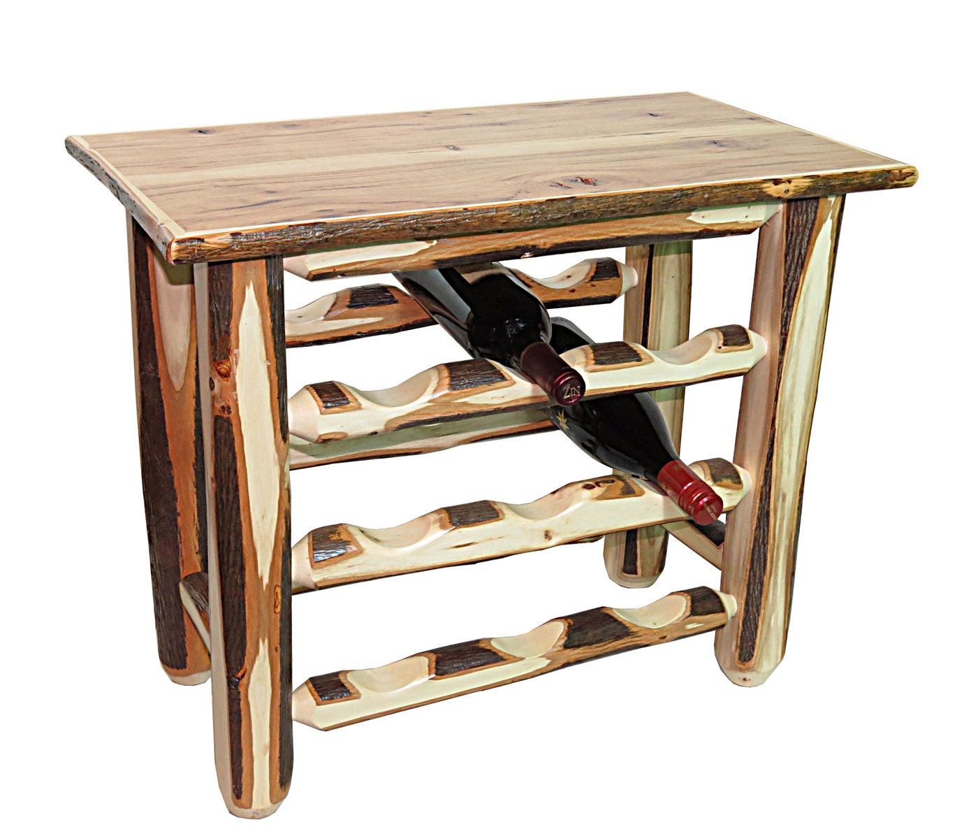 On SaleRustic Shaved Hickory Wine Rack Table by RusticStyles