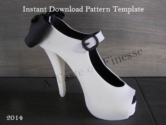 Instant Download Pattern Template Fondant High Heel Shoe Cake 