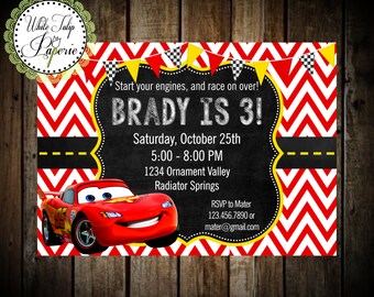 Cars Invitation, Cars Lightning McQueen Invitation, Cars Birthday Invitation, Cars Birthday Invite, Cars Digital Invitation, Printable