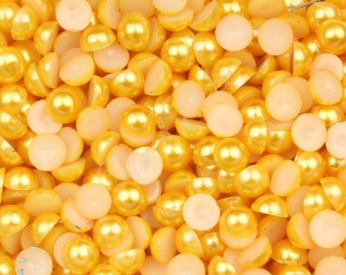 Gold Half Pearl Gems Flat Back Face Art Nail Art Scrapbook Phone Decoration Cabochon 2mm 3mm 4mm 5mm 6mm 8MM