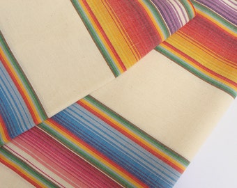 Mexican Fabric (#20) - Handwoven 100% Cotton - Rainbow Fabric sold by the Yard
