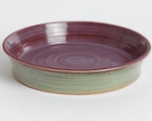 Ready to ship. Stoneware plater, Pottery plate, Ceramic plate, stoneware plate, serving dish, sea greens and purple radiant orchid glaze - LivingEarthCeramics