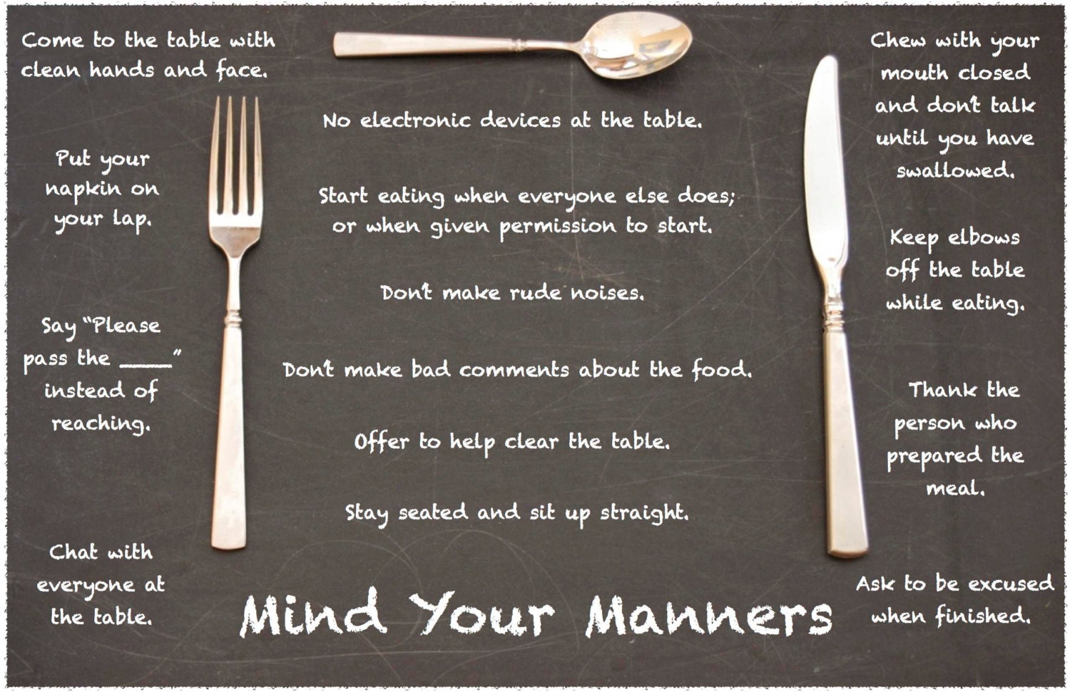 Mind Your Manners Table Manners Fork & Knife Placemat