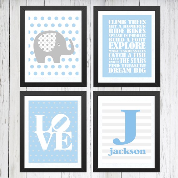 Items similar to BABY BOY customizable wall prints set of 4