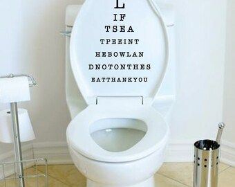 Eye Chart Decal Lift Seat Pee in the bowl please Wall Decal Wall Sticker Bathroom Message Modern Wall Decal Modern Home Decor Snellen Chart