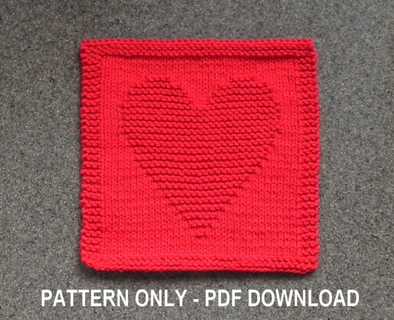 Knitted HEART Dishcloth PATTERN PDF Format Instant
