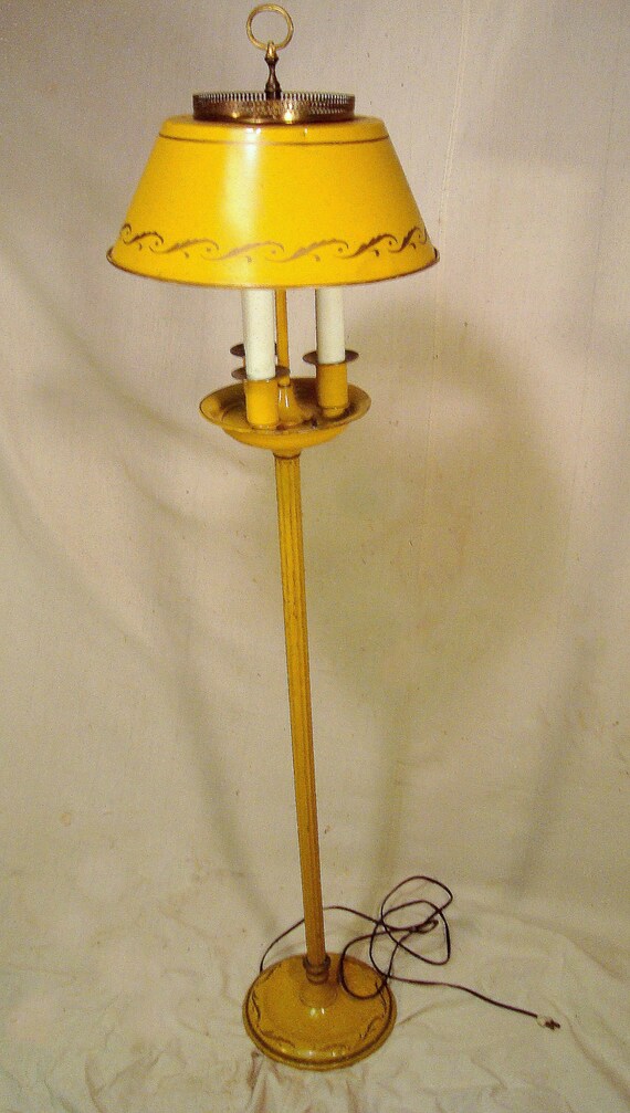 Vintage 50s Metal Toleware Floor Lamp