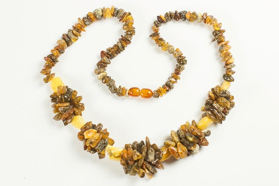 Baltic amber necklace. Beaded natural teething amber bead.