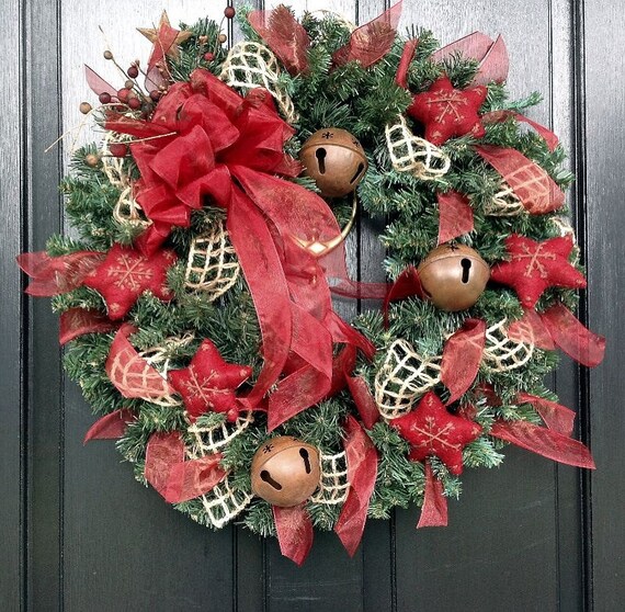 jingle bell country christmas wreath with by seasonsatrosehill jingle bell country christmas wreath with by seasonsatrosehill