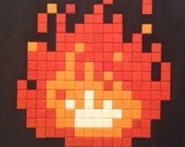 Items similar to Legend of Zelda pixel art 8-bit wooden Flame on Etsy