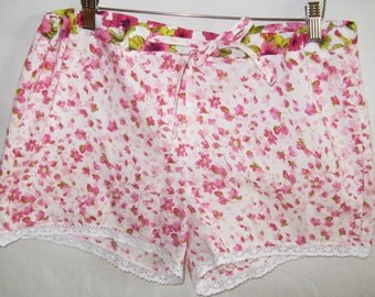 Romantic floral sleeping shorts. Women's pajama shorts. Ready to ship.