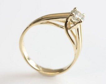Diamond Engagement Ring-Solitaire diamond ring-14K Yellow Gold Ring-Diamond ring 0.40 ct-Women Jewelry-Promise ring-Solitaire ring -For her