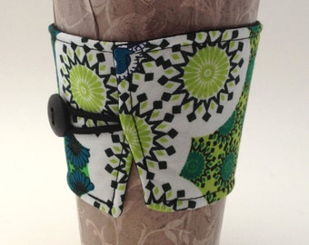 Peacock Paisley Handmade Reusable Coffee Cozy