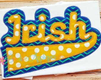 Irish Digital Machine Embroidery Applique Design 6 sizes, irish applique, irish football, irish word, irish name, fighting irish mascot