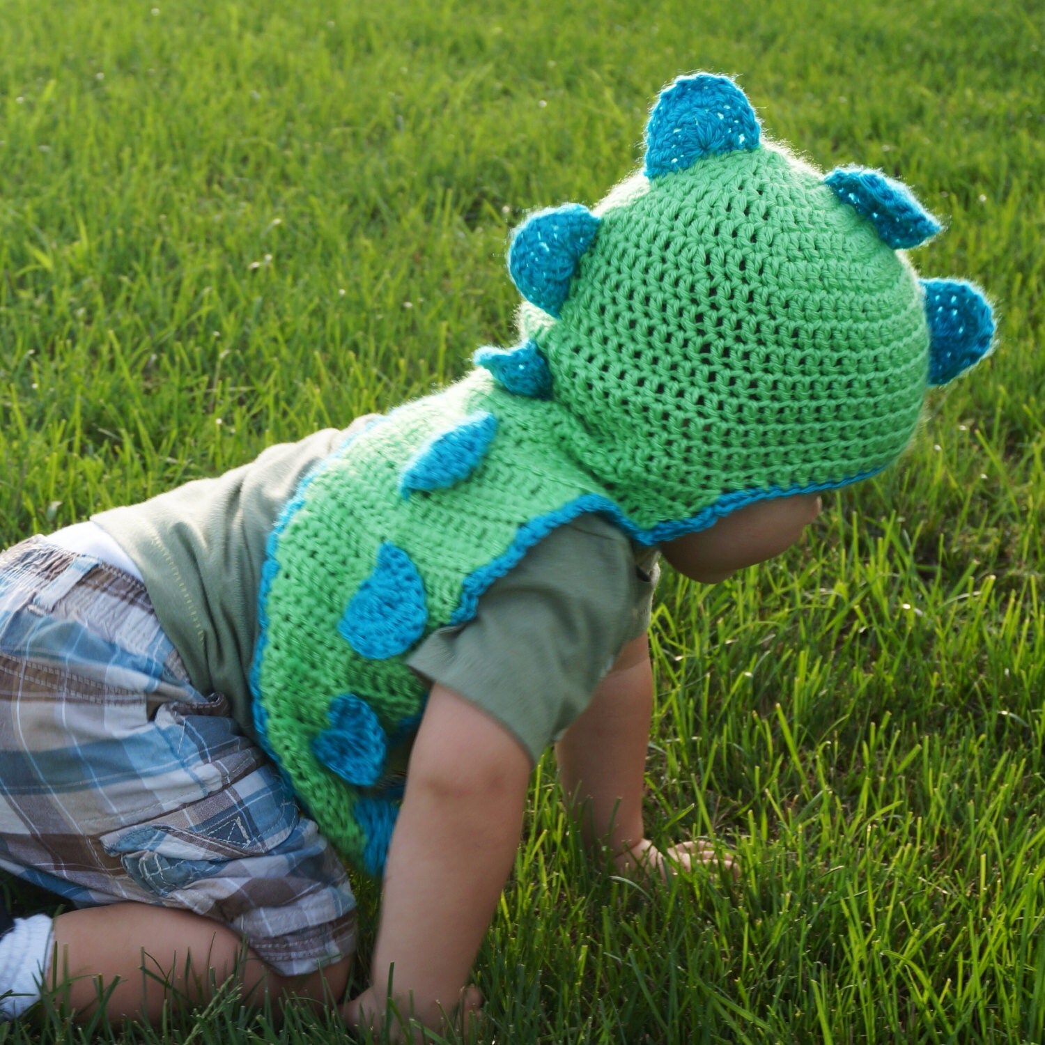 Crochet Dinosaur Beanie Baby Dinosaur Beanie by PuffsnStuff