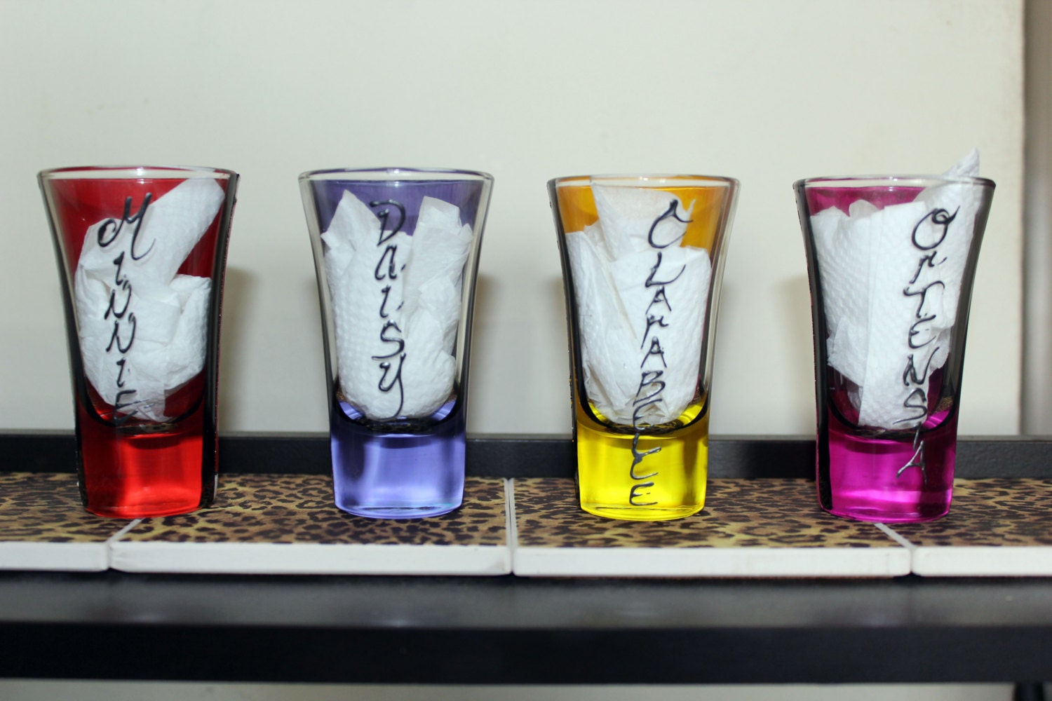 Disney Shot Glasses Minnie Daisy Clarabelle Ortensia