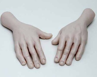 Moldf6 - 2.25-inch Hand, front and back, by Maureen Carlson. Fits with What a Character Face Molds F 3, F 4, F 5 and Foot Mold F 8.