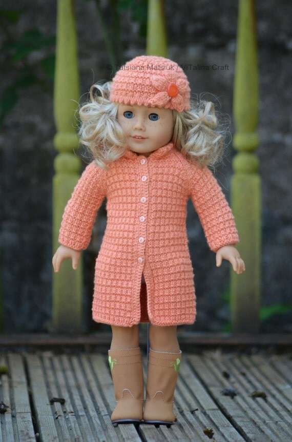 Knitting Pattern - Peach Flower Doll Set (for American Girl, Gotz, Design a F...