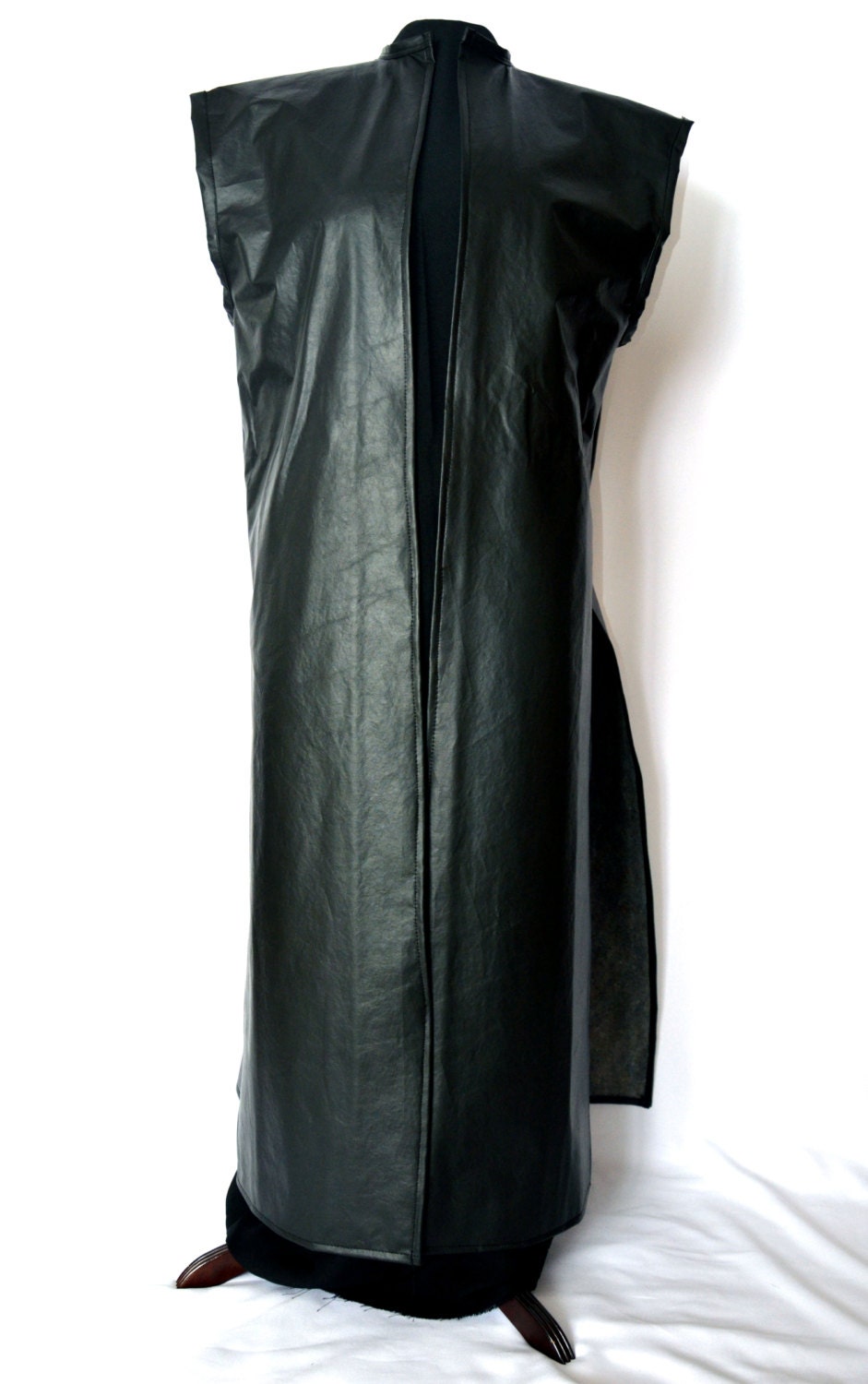 Surcoat Medieval Renaissance Viking in black faux leather