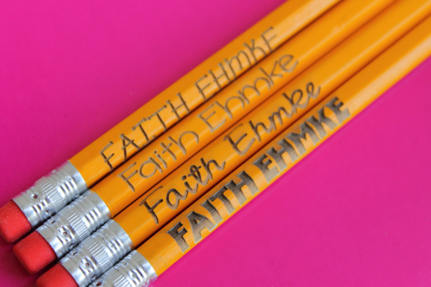 Set of 4 Personalized Pencils Custom Pencils Engraved