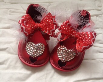 red sparkle baby shoes