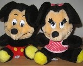 Vintage Mickey And Minnie Mouse Plush Set