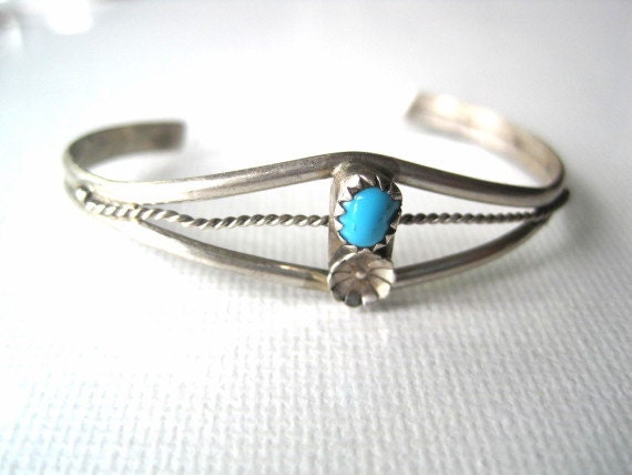 Sterling Silver and Turquoise Bracelet - small wrist