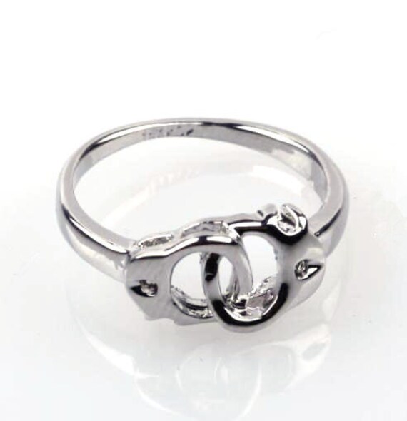 Linking Handcuff Ring Silver Alloy by SilverPhantomJewelry on Etsy