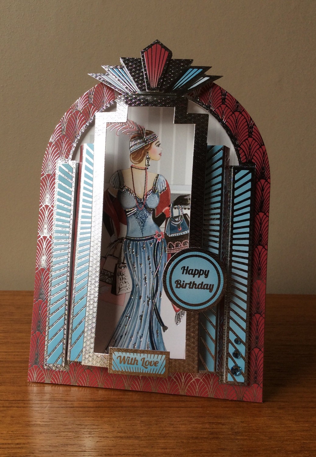 Birthday Card Art Deco Style Luxury Card by PinkButterflyCards