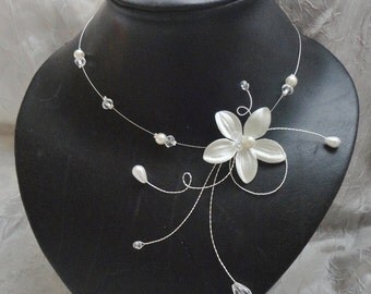 Collier mariée mariage soirée Fleur de soie Carly Necklace wedding evening silk flower Amour bridal bride