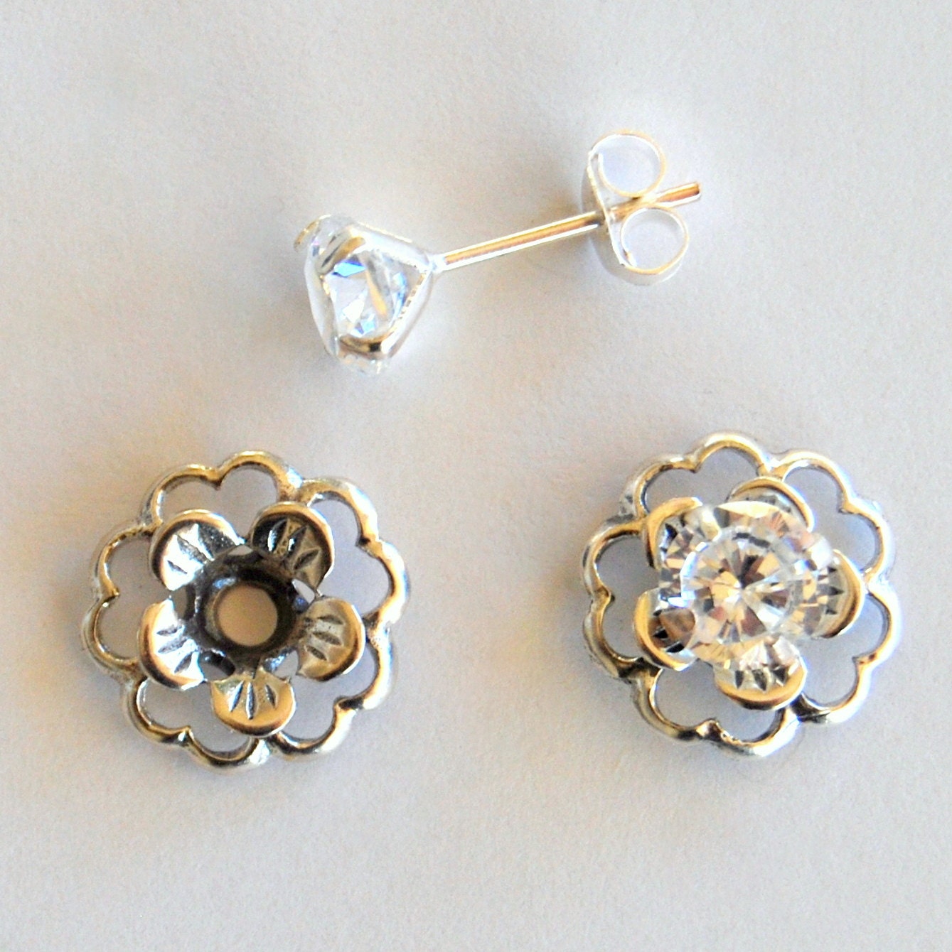 Crystal Clear Silver Post Earring Set Includes Crystal Clear