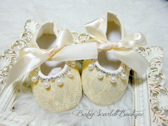 Creamy Lace Baby Girl Shoes,Soft Sole Shoes