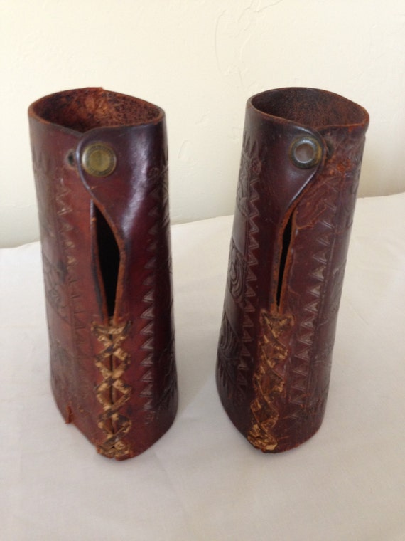 Vintage Leather Cowboy Cuffs by LilysSunPorch on Etsy