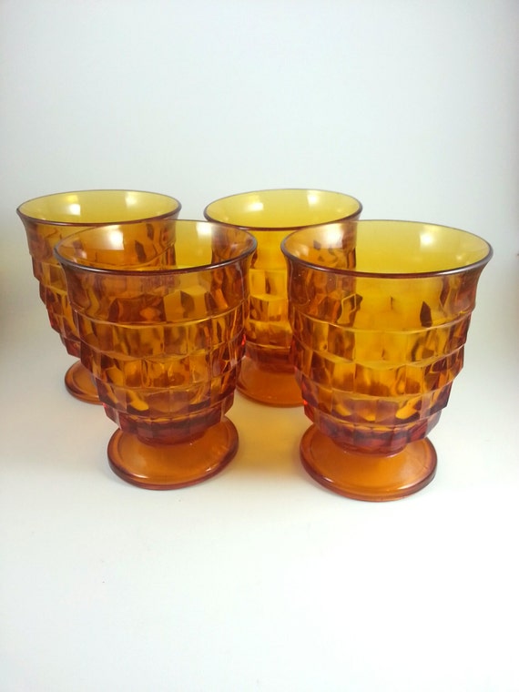 Amber Whitehall Juice Glasses Indian Glass by EclecticEmbrace
