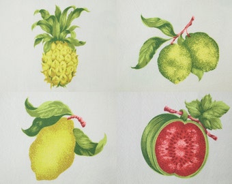 Pre-washed Cotton Fabric with Tropical Fruit By The Yard