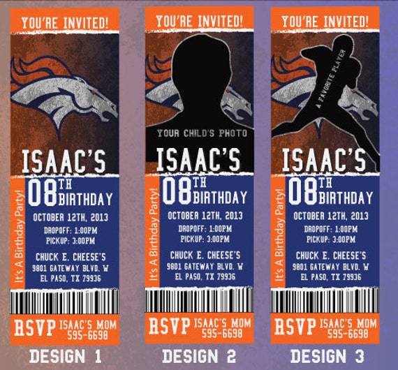 Custom Broncos Birthday/Event Invitation