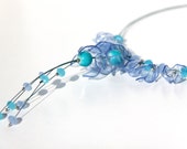 upcycled plastic bottles necklace ''blue lilies'' - unique upcycled jewelry - one of a kind